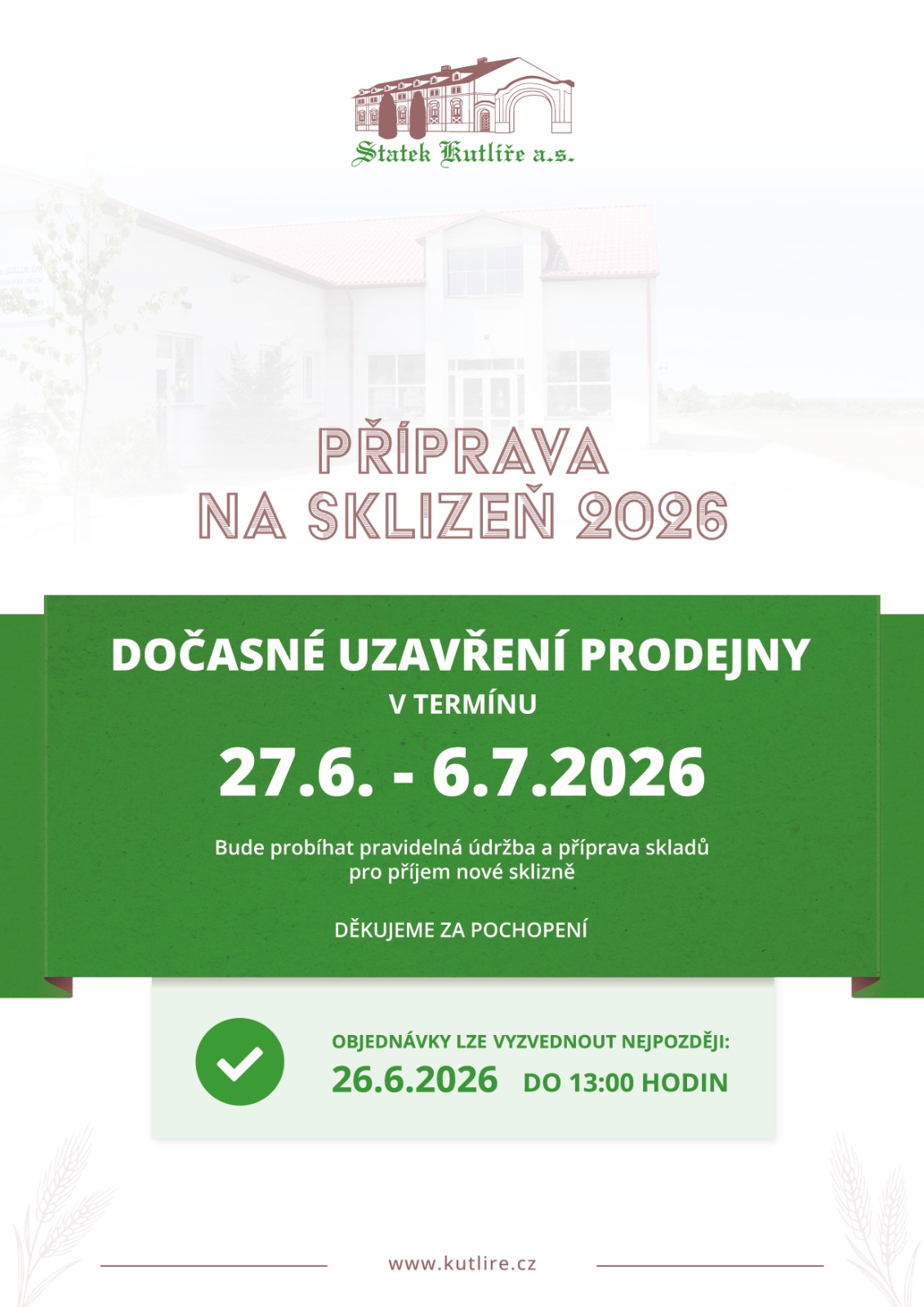 Dočasné uzavření prodejny 27.6. – 6.7.2026